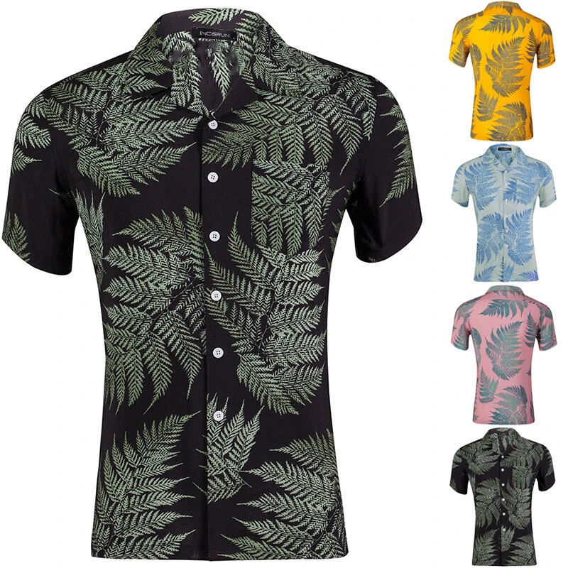 (image for) Mens Beach Shirts Hawaiian Holiday Short Sleeve Breathable Baggy Fancy Outdoor Camping Hiking Beach
