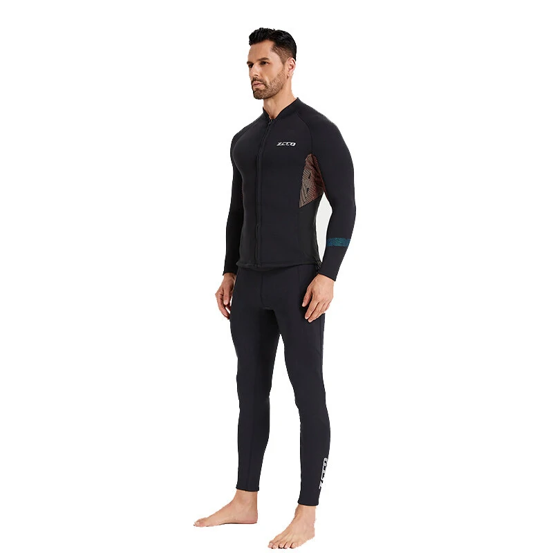 (image for) ZCCO Men Wetsuit 1.5mm Neoprene UV Protection Comfortable Front Zipper Surfing Long Sleeve Cold-proof Diving Top